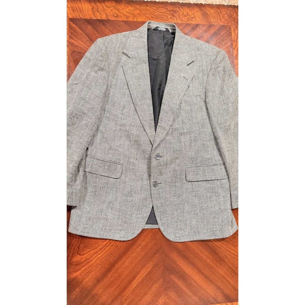 Haggar Imperial Mens 42R Gray Herringbone‎ Sport Coat Blazer 2 Button Jacket